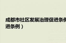 成都市社区发展治理促进条例实施细则（成都市社区发展治理促进条例）