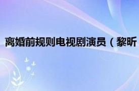 离婚前规则电视剧演员（黎昕 电视剧《离婚前规则》中的角色）