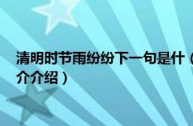 清明时节雨纷纷下一句是什（清明时节雨纷纷下一句相关内容简介介绍）