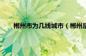 郴州市为几线城市（郴州是几线城市相关内容简介介绍）