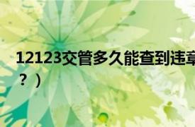 12123交管多久能查到违章（交管12123违章多久能查出来？）