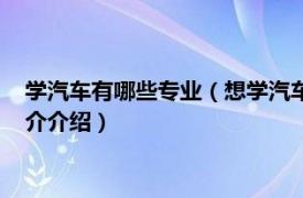 学汽车有哪些专业（想学汽车专业的大专哪个学校好相关内容简介介绍）