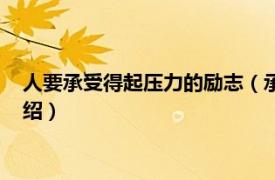 人要承受得起压力的励志（承受压力的励志句子相关内容简介介绍）