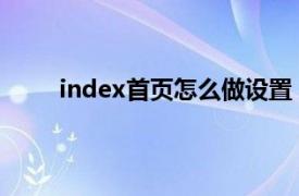 index首页怎么做设置（index 网站的默认主页）