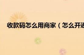 收款码怎么用商家（怎么开通商家收款码相关内容简介介绍）