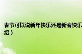 春节可以说新年快乐还是新春快乐（春节可以说新年快乐吗相关内容简介介绍）