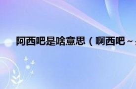 阿西吧是啥意思（啊西吧～是什么意思相关内容简介介绍）