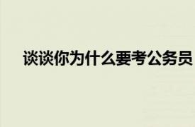 谈谈你为什么要考公务员（考上公务员意味着什么？）