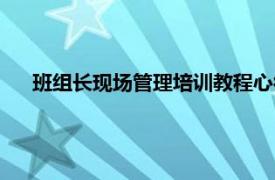 班组长现场管理培训教程心得（班组长现场管理培训教程）