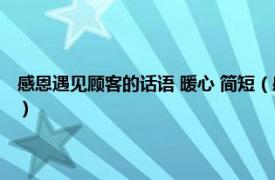 感恩遇见顾客的话语 暖心 简短（感恩顾客的话语朴实点相关内容简介介绍）