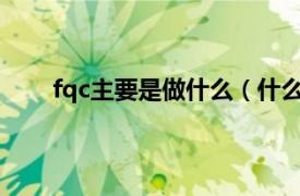 fqc主要是做什么（什么是FQC相关内容简介介绍）