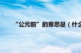 “公元前”的意思是（什么叫公元前相关内容简介介绍）