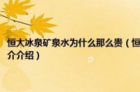 恒大冰泉矿泉水为什么那么贵（恒大冰泉是国内最贵的矿泉水吗相关内容简介介绍）