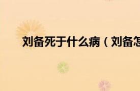 刘备死于什么病（刘备怎么死的相关内容简介介绍）