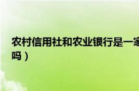 农村信用社和农业银行是一家吗（农村信用社和农商银行是一家吗）