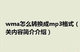 wma怎么转换成mp3格式（怎么把wma格式转化为mp3格式相关内容简介介绍）