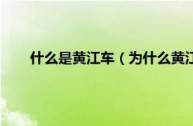 什么是黄江车（为什么黄江车不能碰相关内容简介介绍）