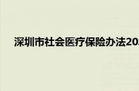 深圳市社会医疗保险办法2020（深圳市社会医疗保险办法）