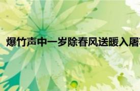 爆竹声中一岁除春风送暖入屠苏是什么意思（屠苏是什么意思）