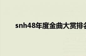 snh48年度金曲大赏排名（SNH48年度金曲大赏）