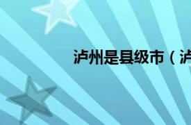 泸州是县级市（泸州 四川省辖地级市）