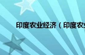 印度农业经济（印度农业 农业为主的发展中国家）