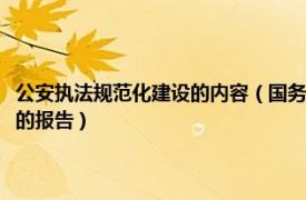 公安执法规范化建设的内容（国务院关于公安机关执法规范化建设工作情况的报告）