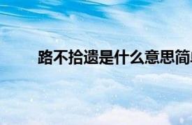 路不拾遗是什么意思简单（路不拾遗是什么意思）