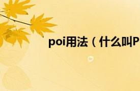 poi用法（什么叫POI相关内容简介介绍）