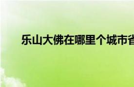 乐山大佛在哪里个城市省（乐山大佛在哪里个城市）