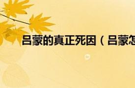 吕蒙的真正死因（吕蒙怎么死的相关内容简介介绍）