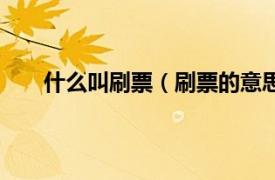 什么叫刷票（刷票的意思是什么相关内容简介介绍）