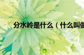 分水岭是什么（什么叫做分水岭相关内容简介介绍）