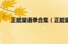 正能量语录合集（正能量语录集相关内容简介介绍）