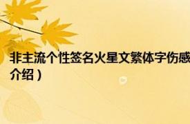 非主流个性签名火星文繁体字伤感点（经典非主流签名火星文相关内容简介介绍）