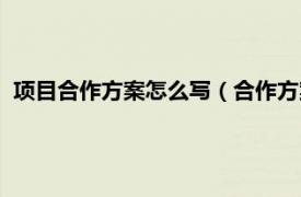 项目合作方案怎么写（合作方案应该怎么写相关内容简介介绍）