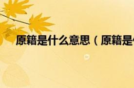 原籍是什么意思（原籍是什么意思相关内容简介介绍）