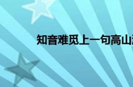 知音难觅上一句高山流水（知音难觅上一句）