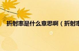 折射率是什么意思啊（折射率是什么意思相关内容简介介绍）