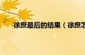 徐庶最后的结果（徐庶怎么死的相关内容简介介绍）