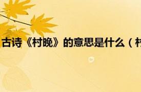 古诗《村晚》的意思是什么（村晚古诗的意思相关内容简介介绍）