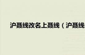 沪聂线改名上聂线（沪聂线是什么意思相关内容简介介绍）