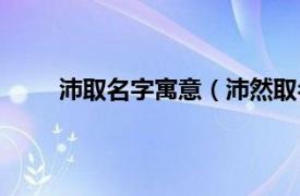 沛取名字寓意（沛然取名寓意相关内容简介介绍）