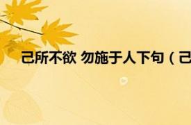 己所不欲 勿施于人下句（己所不欲勿施于人下一句怎么接）