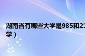 湖南省有哪些大学是985和211（湖南省985和211大学有哪些大学）