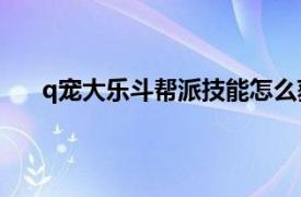 q宠大乐斗帮派技能怎么获得（Q宠大乐斗帮派技能）