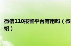 微信110报警平台有用吗（微信有110报警平台吗相关内容简介介绍）