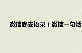 微信晚安语录（微信一句话晚安的句子相关内容简介介绍）