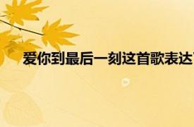 爱你到最后一刻这首歌表达了什么（爱到最后一刻才明白）