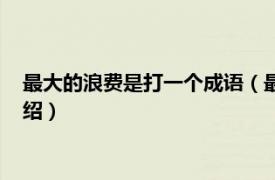 最大的浪费是打一个成语（最大的浪费打一成语相关内容简介介绍）